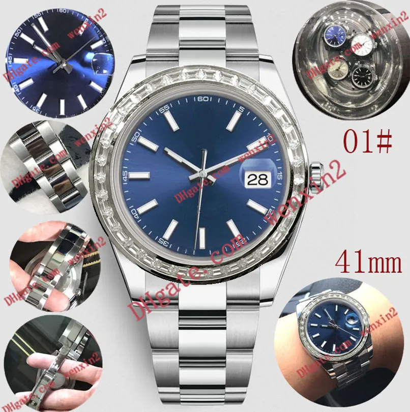Mens watch numerals waterproof Mechanica automatic A diamond in the shape of a strip 41mm High Quality Stainless steel bezel sport195u