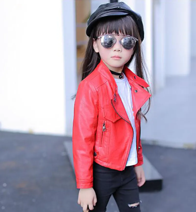 PUの女の子10代ジャケットガール子供クラシック襟コートティーンウインドブレーカー服子供のアウターウェア3-12年220222