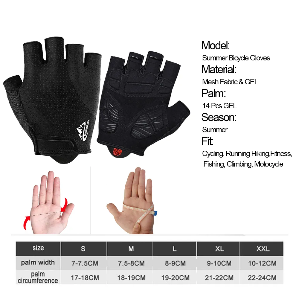 Bolera wstrząsowa żelowa rowerowe rękawiczki Half Finger Sport Rękawiczki Mężczyźni Kobiety Summer Rowym Gym Rękawiczki fitness MTB Rower63425419756704