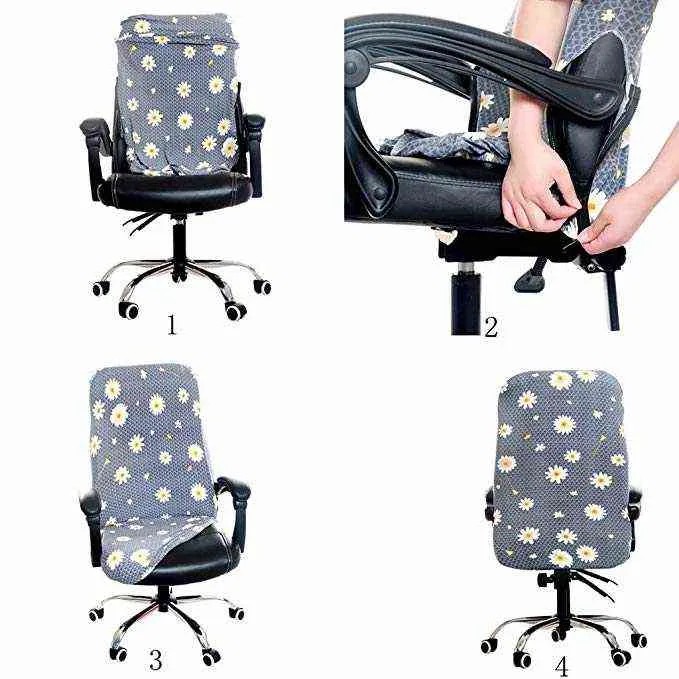 Solid Office Chair Covers Anti-sporco Stretch Spandex Coprisedile computer Fodere rimovibili s 211116