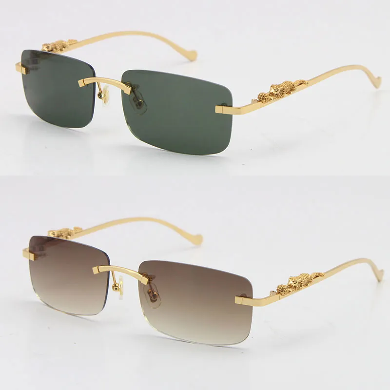 Солнцезащитные очки без оправы серии Leopard, оптические металлические, ограниченная серия, модные очки высокого качества, унисекс, очки из нержавеющей стали, золотые очки276s
