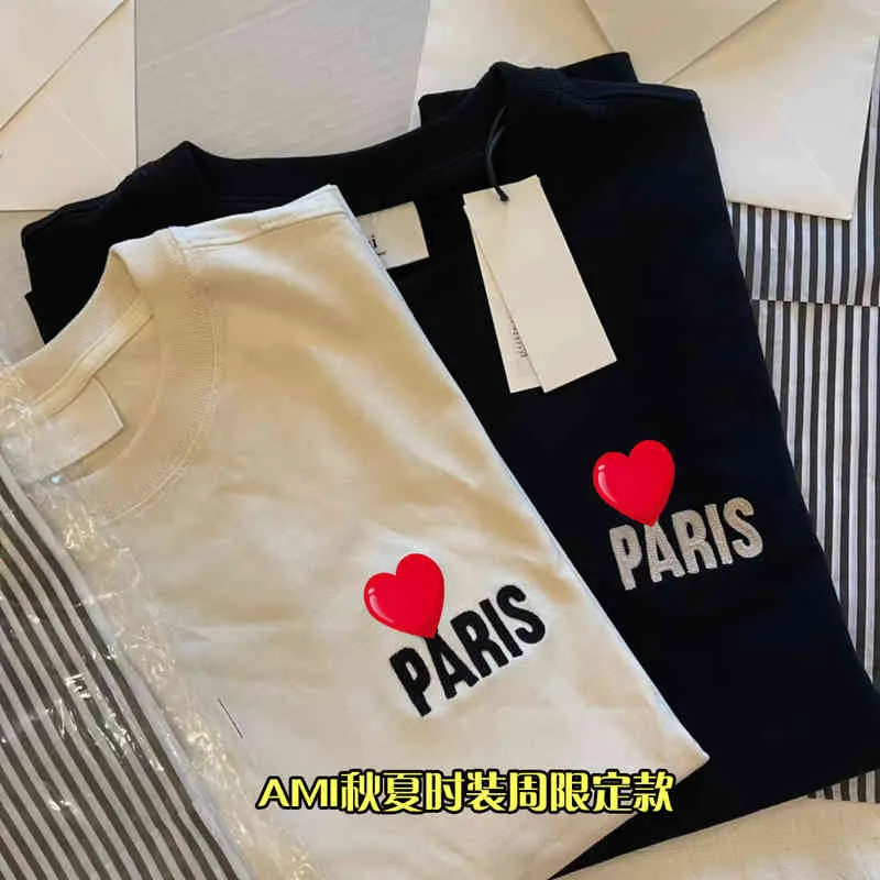 HOT Selling poison Home Development Correct Version Ami22SS Love Peach Heart a Loose Short Sleeve T-shirt for Men and Women