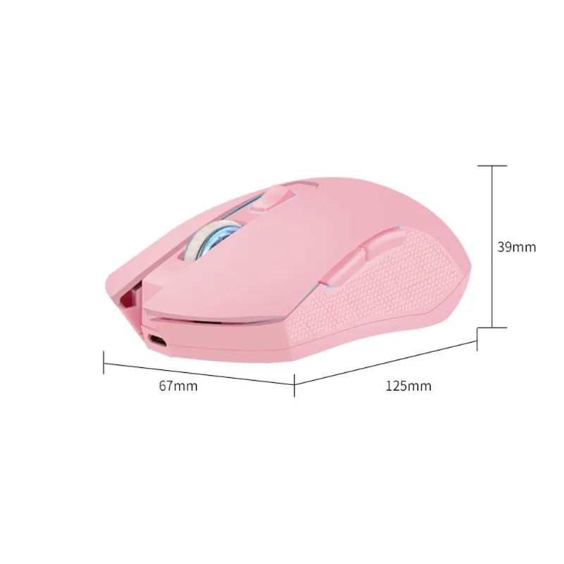 ピンクのサイレントLED光学ゲームマウス1600dpi 2.4g USBワイヤレスマウスPCラップトップ667C