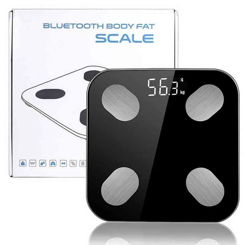 LCD-Display Elektronische Waage Gewicht WIFI Körperfettwaage BMI Muskel Viszerale Körperwaage Gehärtetes Glas Genaue Waage Gewicht H1229