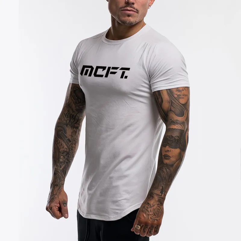 Marka moda styl życia koszulka z krótkim rękawem męska Szybka suszenie siłownia trening t-shirt kulturystyka tshirt fitness tee koszulka homme 210421