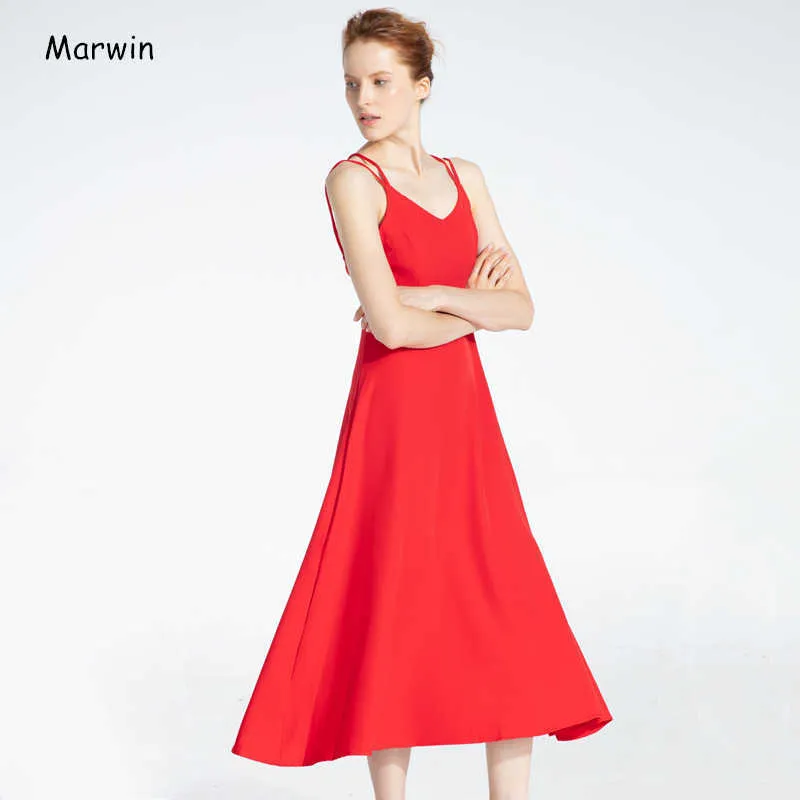 Marwin nouveau printemps été vacances longue robe croix Spaghetti sangle dos ouvert plage Style cheville longueur femmes robes X0521