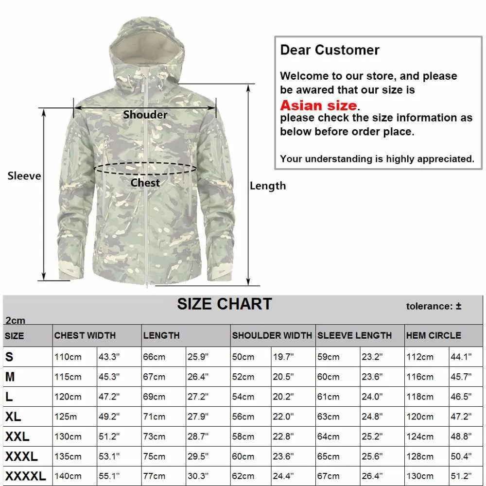 Mege Shark Skin Soft Shell Military Tactical Jacket Men Waterproof Army Fleece Clothing Multicam Camouflage Windbreakers 4XL 211025