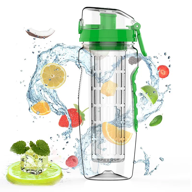 32oz 900ml BPA Free Fruit Infuser Juice Shaker Sports Lemon Water Bottle Tour hiking Portable Climbing Camp Bottles 210423