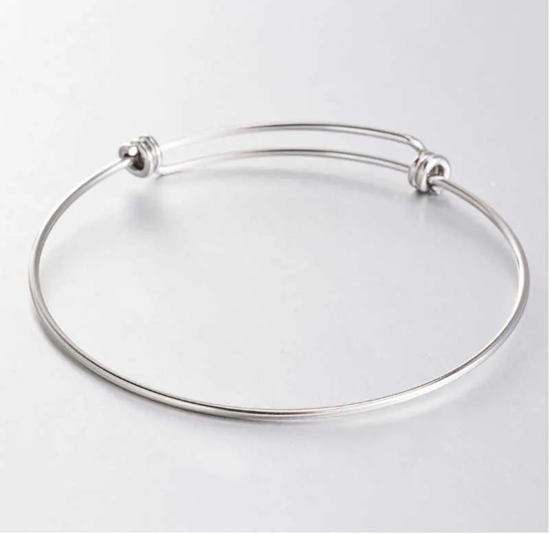 5 pçs fio de aço inoxidável em branco pulseira expansível charme pulseira duplo loops estilo para diy jóias fazendo q07173800196