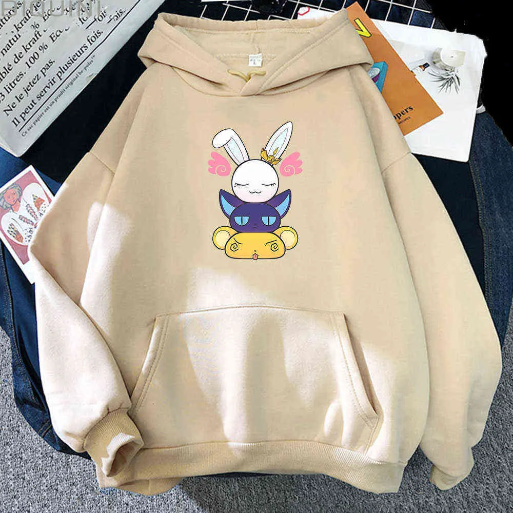 Anime Felpa Con Cappuccio Da Donna Card Captor Sakura Kawaii Abbigliamento Estetica Carta Trasparente Riepilogo Inverno/Autunno Ragazze Harajuku Felpe Del Fumetto Y0820