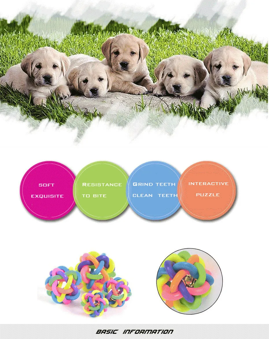 Jouets interactifs pour chiens pour petit jouet en caoutchouc Squeak Puppy Ball 4 diamètres Pet Chew Toy Résistant aux morsures