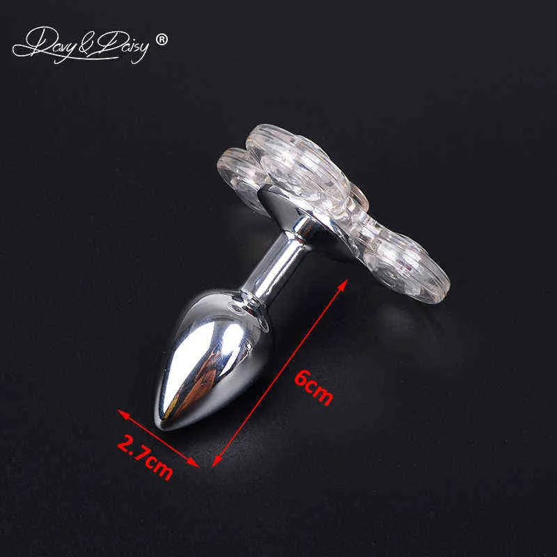 NXY Cockring Giocattoli del sesso anale DAVYDAISY LED Light Fidget Spinner Butt Plug Nuovo giocattolo coppie Sexy Coda in acciaio adulti AC126 1123 1124