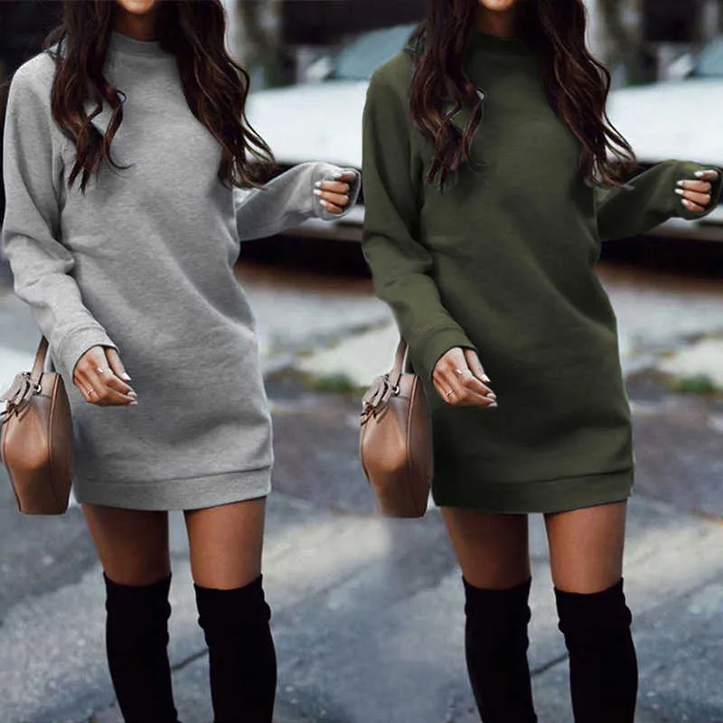 Woman Sweatshirt Dress Hoodies Autumn Sports Casual Long Sleeve Split Sweatshirt Hooded Dress Women Casual Hooded Sweatshirt Y1006