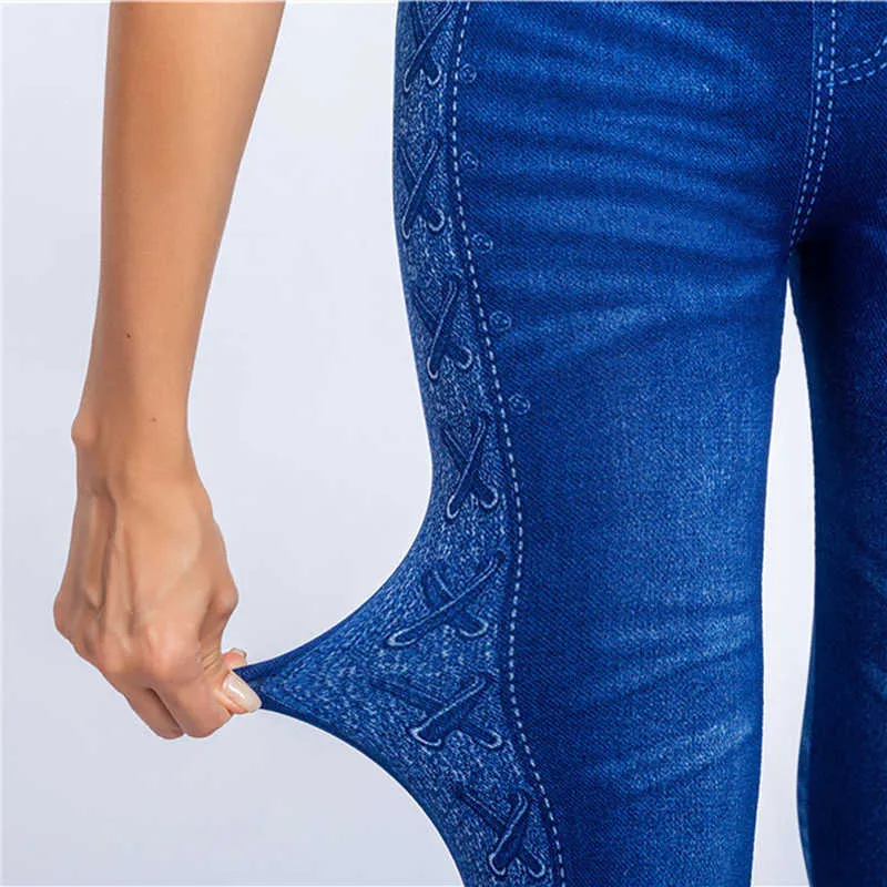 Женщина Спорт Леди джинсовые джинсы Леггинсы jeggings Streth Брюки с карманами Синие черные тонкие леггинсы джинсы тощие брюки Q0801