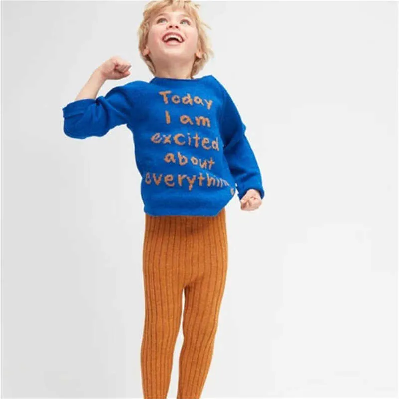 Kid Oeuf Toddler Boy Girls Sticked tröja och klänning Leggings Kids Winter Fashion Brand Topps Children Crochet Pullover 210619