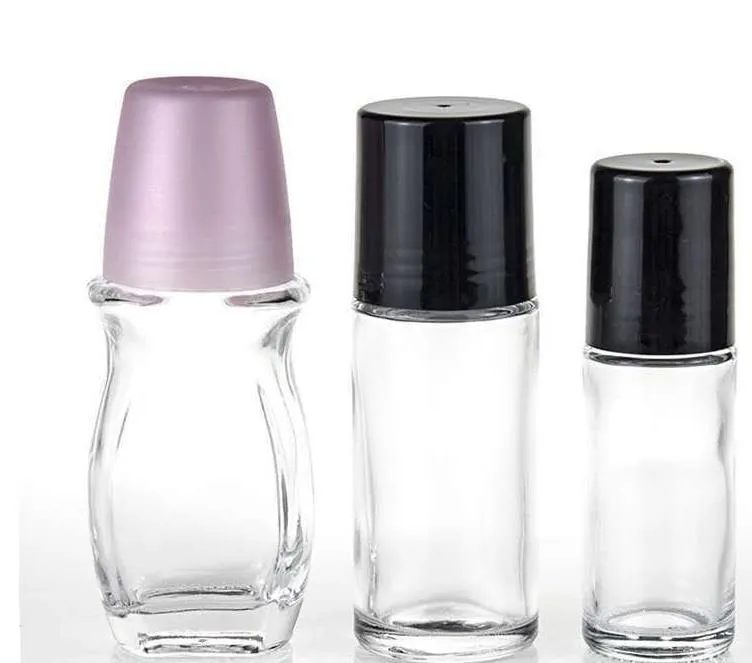 30 ml 50 ml Clear Glass Roll on Bottle Essential Oil Parfum Travel Dispenser Roller Ball PP Cap SN420