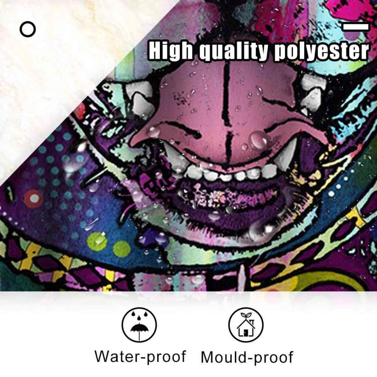 カラフルな素敵な漫画犬のシャワーのカーテン子供用バスルームの装飾防水ポリエステル洗えるカーテン70x70インチ211116