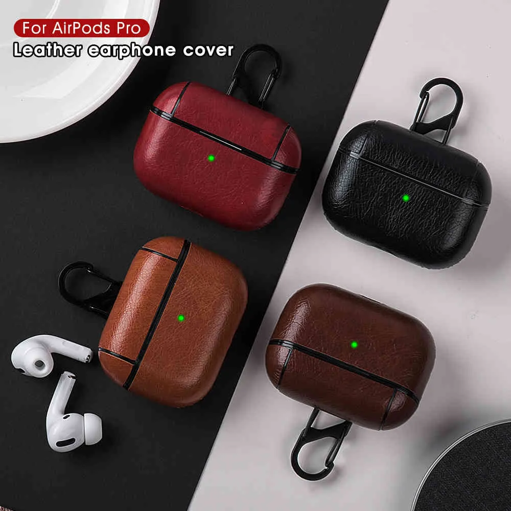 Pu Leather Case for AirPods Pro Luxury Tective Cover med Antilost Buckle Air Pods 3 hörlurar EarPods Fundas8456589