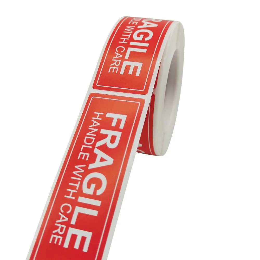 250 Etiketten „Fragile“-Aufkleber, 1 Rolle, 2,5 cm x 7 cm. Zerbrechlicher oder gebogener Griff mit Vorsicht, Warnung: Verpackung, Dankeschön-Versandetiketten-Aufkleber