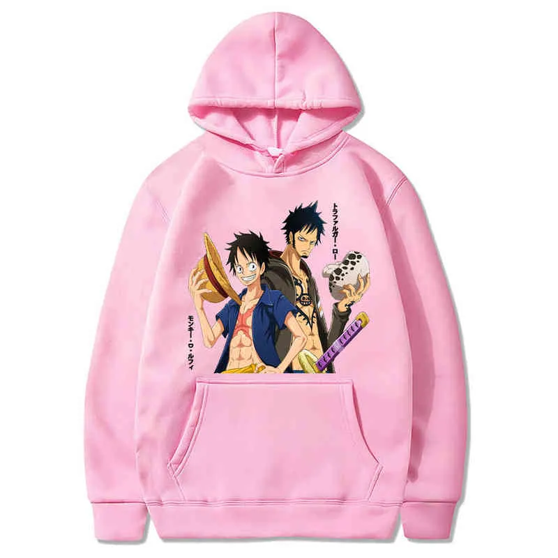 Anime um pedaço de capuz homens e mulheres harajuku pulôver impresso luffy moletom manga longa solta streetwear hoodie tops h1227