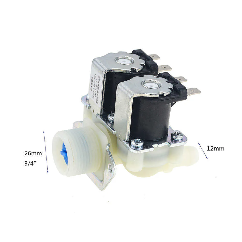 DN20 G3/4 1 In 2 DC 12V 24V AC 110V 220V Pressure Dual Electric Water Inlet Solenoid Normally Close For Washing Machine 210727