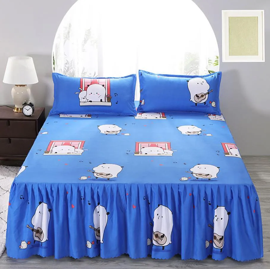 Jupe de lit romantique Couverture de drap-housse antidérapante Couvre-lit Drap de lit Décoration de mariage Couverture de lit sans taie d'oreiller F0012 210420