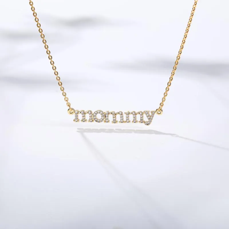 Pendant Necklaces 2021 Collier Femme Fashion Letter Stainless Steel Long Chain Mommy Pendants Mother Day Birthday Gifts281f