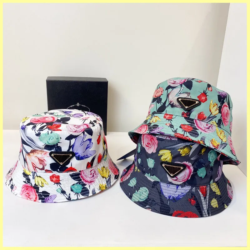 2021 Canvas Printing Bucket Hat Unisex Women Mens Hats Triangle Luxurys Designers Caps Mens Bonnet Beanie Designer P Cap Sunhat 21080501R