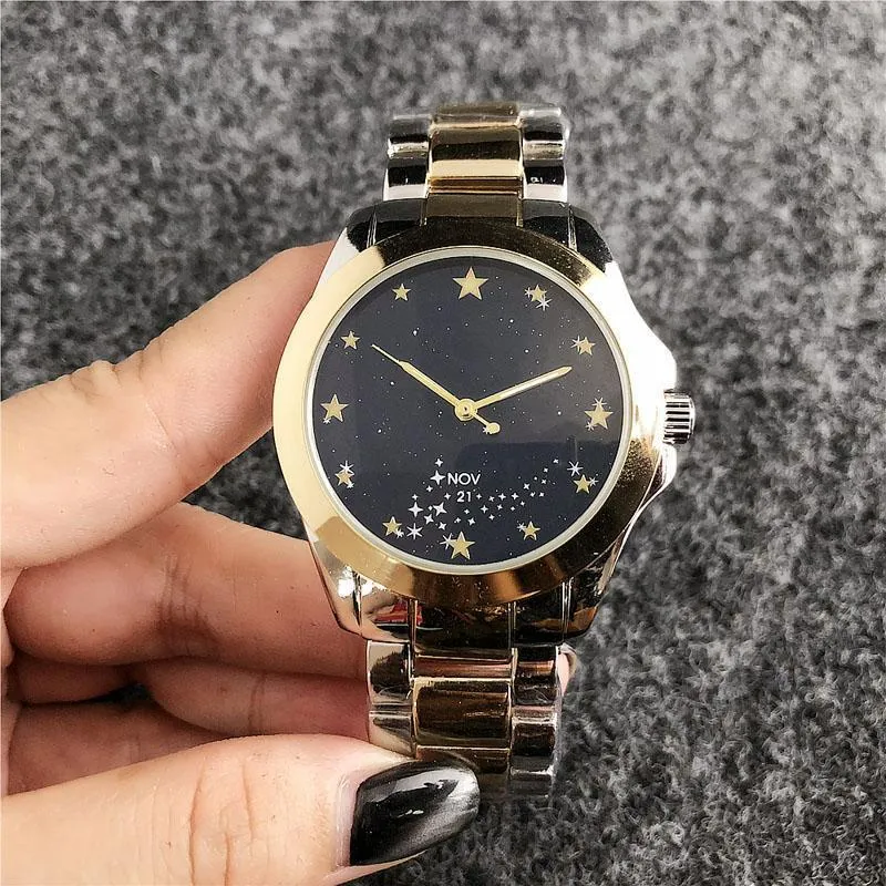 Relógio de pulso da marca de moda para faixa de aço faixa de metal relógios de quartzo unisex homens relógio de quartzo encantador