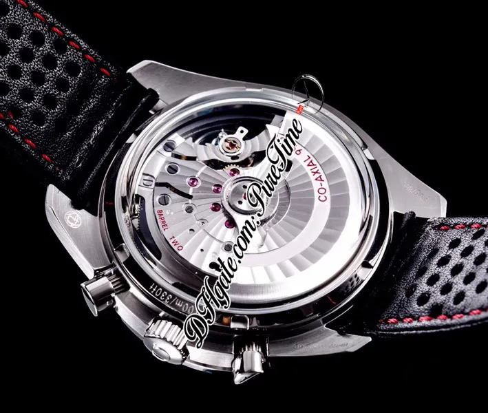 OMF A9900 Montre chronographe automatique pour homme Moonwatch Cadran noir Aiguille orange 329 32 44 51 01 001 Bracelet en cuir Super Edition Watche327k