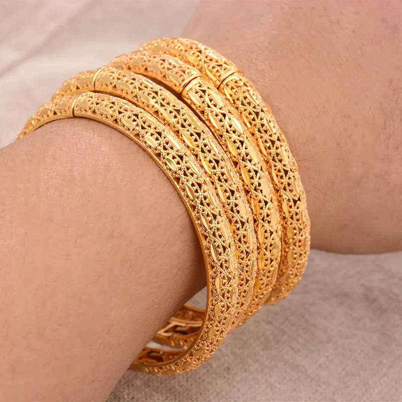 24K lot Dubai Indien Äthiopische gelbe massive Gold gefüllt hübschen Armreifen für Frauen Mädchen Party Schmuck Banglesbracelet Geschenke4880421