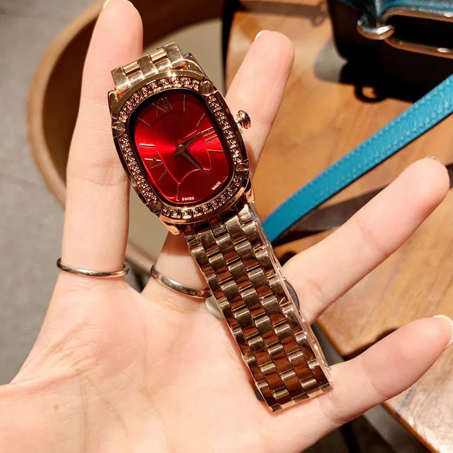 Relojes de marca para mujer, reloj de pulsera de cuarzo con banda de Metal de acero estilo chica, hermoso, VE21287a