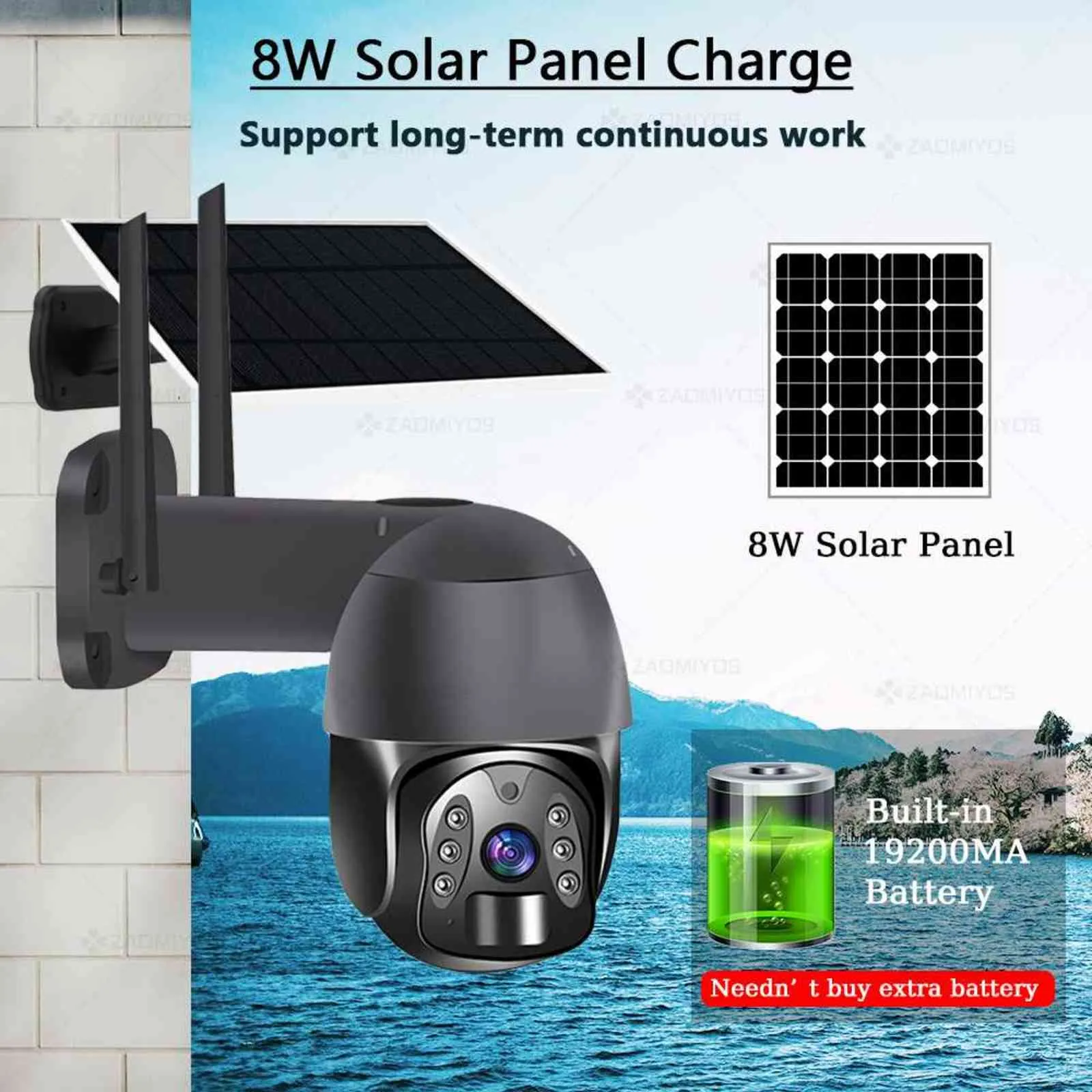 3MP 1080P HD 4G / WIFI Caméra solaire basse consommation PTZ Vision nocturne Audio bidirectionnel Panneau solaire Surveillance extérieure Caméra solaire IP H1117