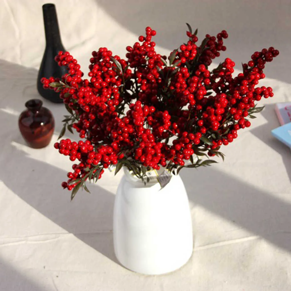 5 pezzi di fagioli artificiali fiori bouquet da sposa decorazioni natalizie la casa piante bacche 210624