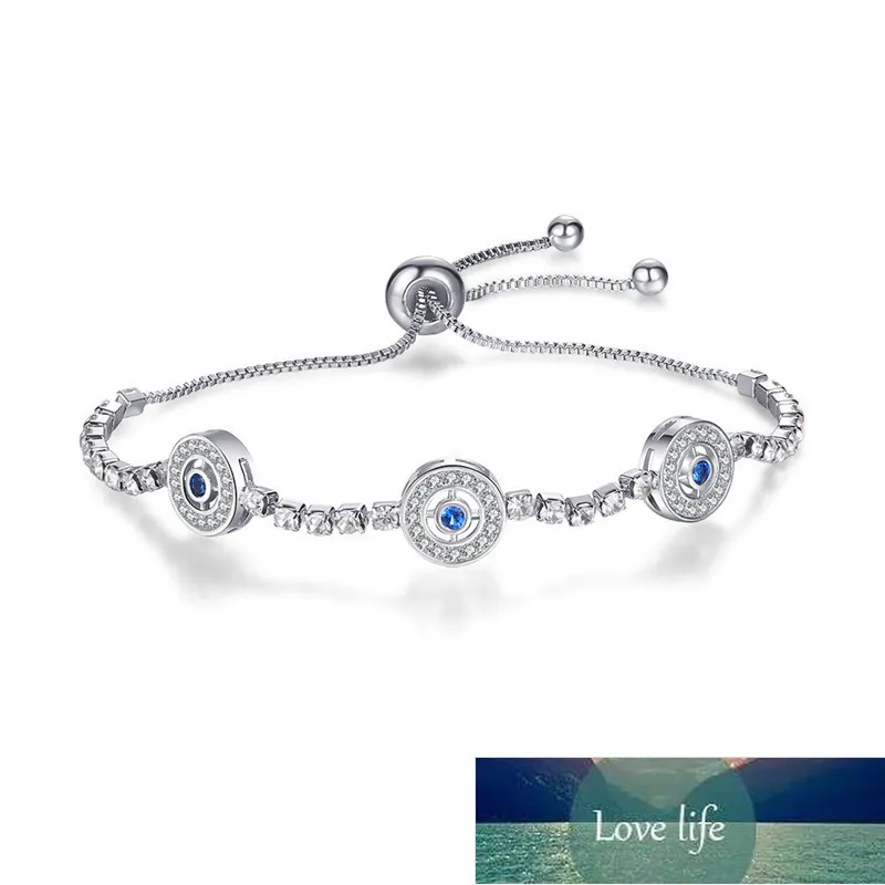 PANDACH 100 vero braccialetto in argento sterling 925 luce di lusso trasparente braccialetto con zirconi regolabile occhio azzurro gioielli da donna CMB827606066