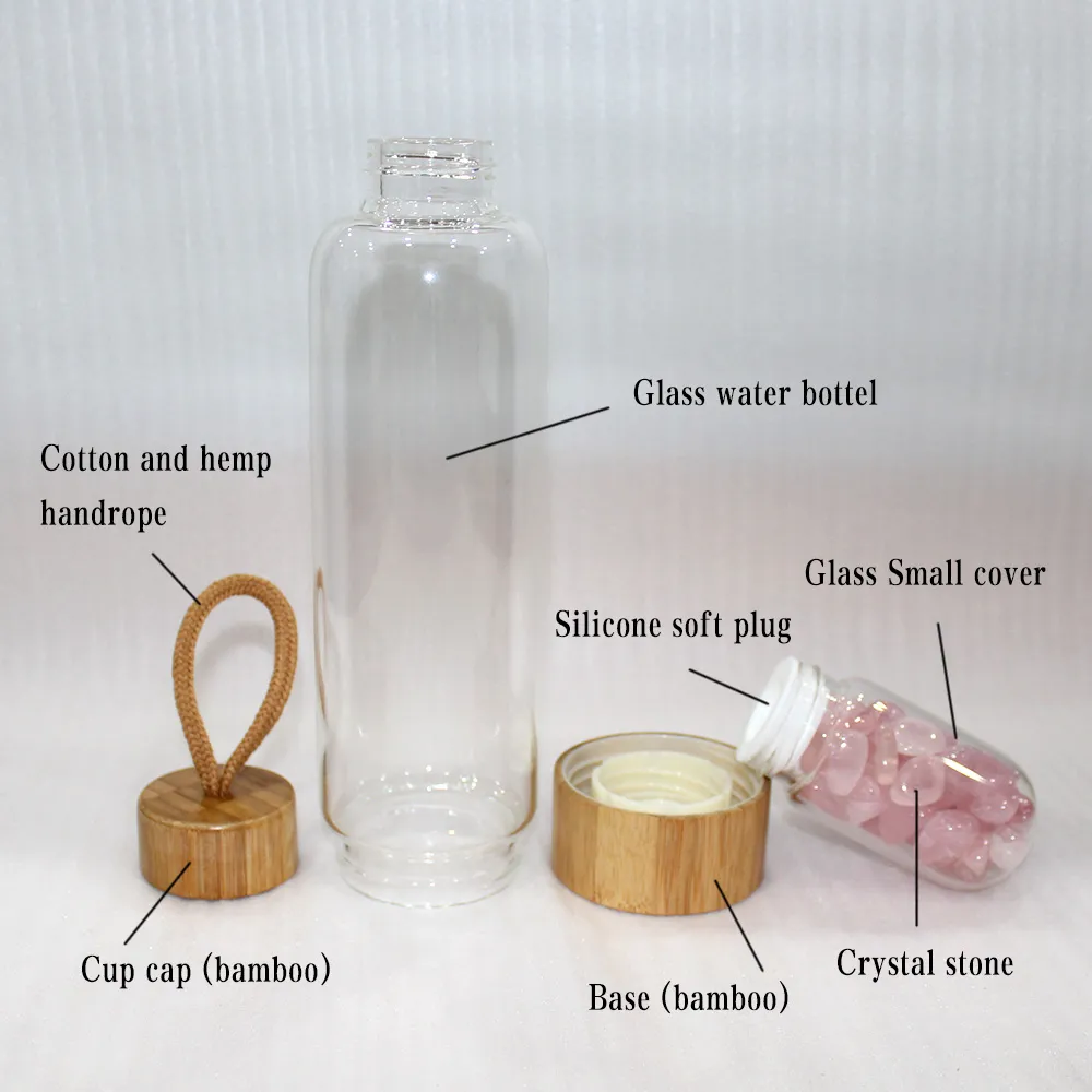 Creative Natural Quartz Crystal Glass Water Bottle Gravel Oregelbunden Stone Cup Point Wand Healing Infused Elixir Cup For Gifts256e