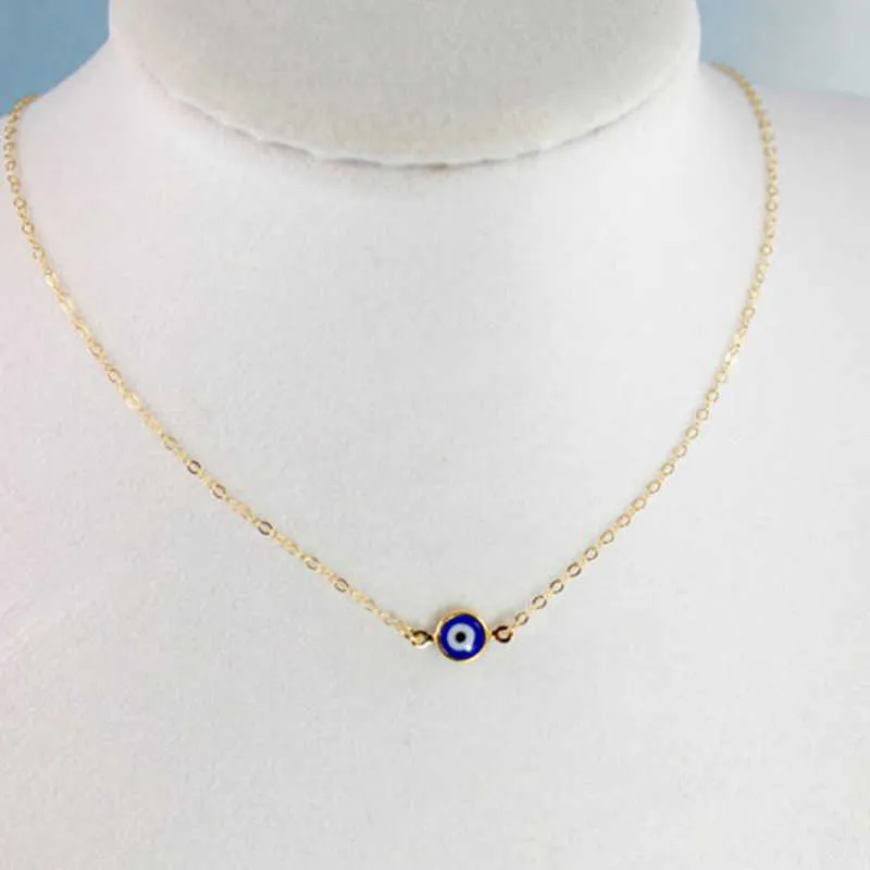 Einfache Evil Eye Dünne Anhänger Frauen Schmuck Halskette Türkische Glück Mode Gold Farbe Halsband Kette Weibliche Täglichen Weihnachten Geschenke