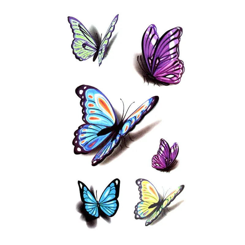 Frauen 3D Sexy Temporäre Tattoos Wasserdicht Aufkleber Körper Kunst Gefälschte Tatoo Schönheit Fliegen Schmetterling Muster Stick Bild