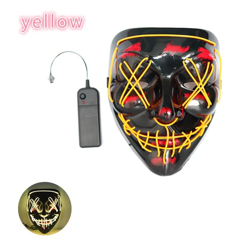Máscaras de fiesta Todos los Santos Máscara LED V Palabra Negro Parodia Halloween Suministros festivos Decoraciones de bricolaje para vacaciones 202w