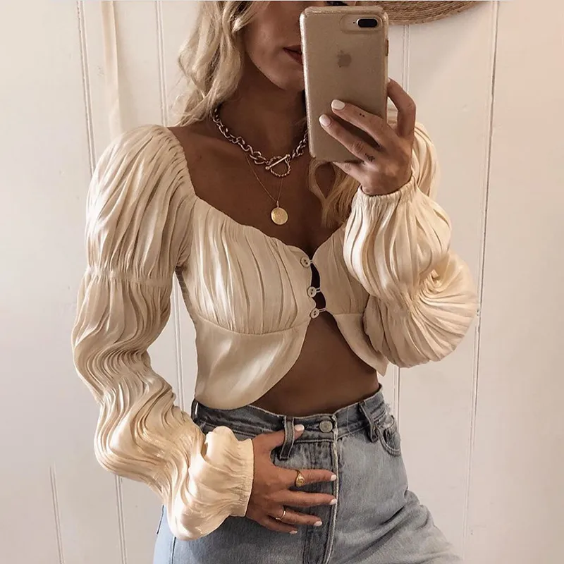 Women Sexy Casual Lantern Sleeve Ruched Blouses Female Off Shoulder Fashion Elegant Sexy Women Tops And Shirts New Fashion 210419