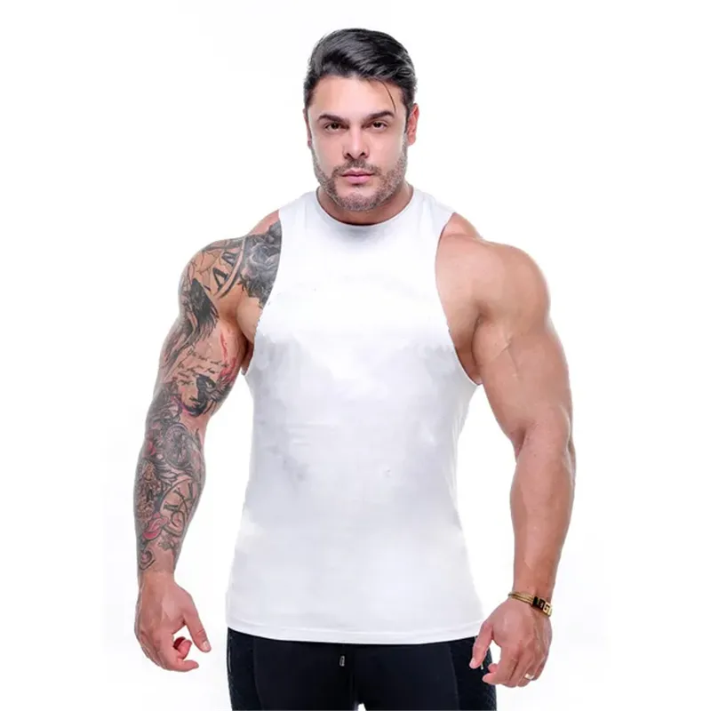 Bodybuilding Fitness Stringer Men Tank Top Solid Muskel Vest Sportkläder Ärmlös Undershirt Mens Gym Tank Toppar Skjorta 210421