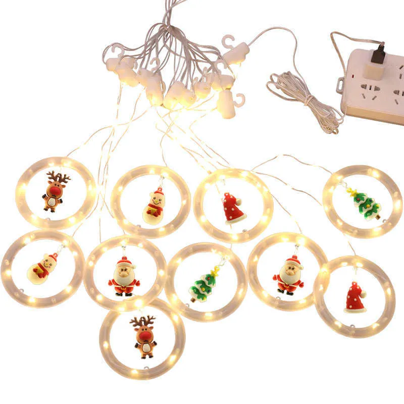 LED Light String Garland Wesołych Świąt Boże Narodzenie Dekoracje do domu Boże Narodzenie Gifts Navidad Choinki Ozdoby Happy Year 2022 211018