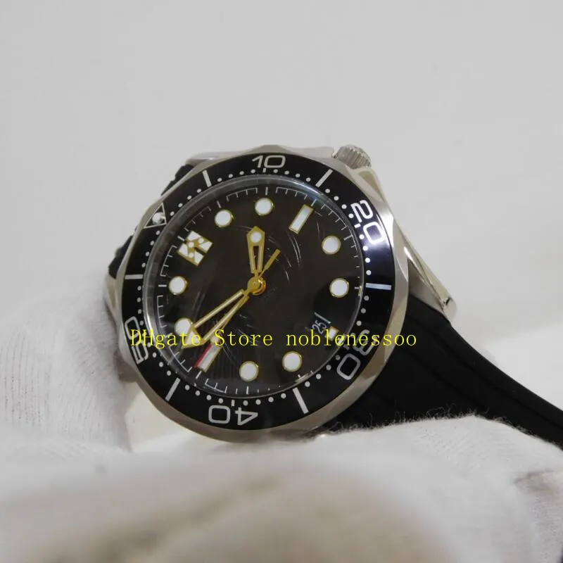 Novo modelo masculino de relógio automático 007 Dial preto de 300mm edição limitada Strap Men Watches Mechanical Wristwatche2300