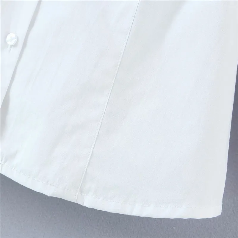 Poplin Chemise blanche Femmes Mode Bouton à manches longues Top Femme Printemps Streetwear Casual Chic Femme Blouse 210519