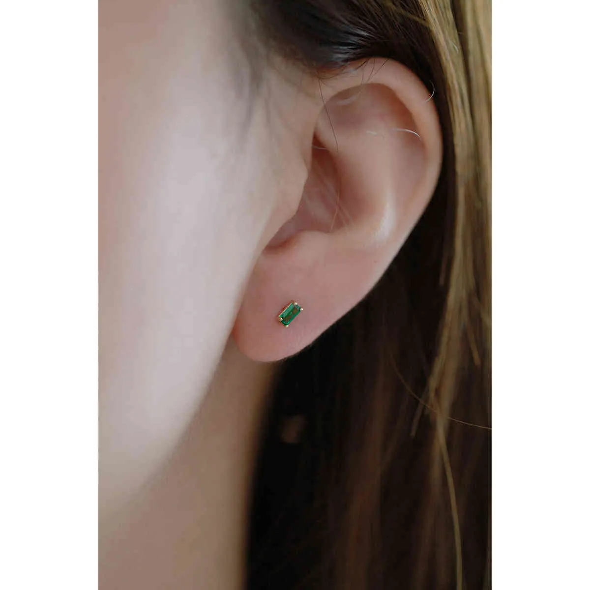 2021 boucle d'oreille arrivées test mode vert Zircon Cube 9k pur or boucles d'oreilles vis retour pour les femmes