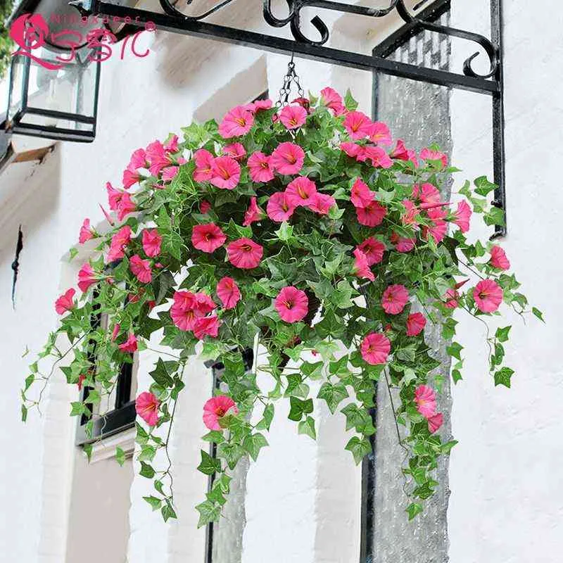 65 cm suspendus panier artificiel matin gloire pots de fleurs décoratifs manma pétunia orchidée fleurs décor à la maison décoration de mariage 2112577