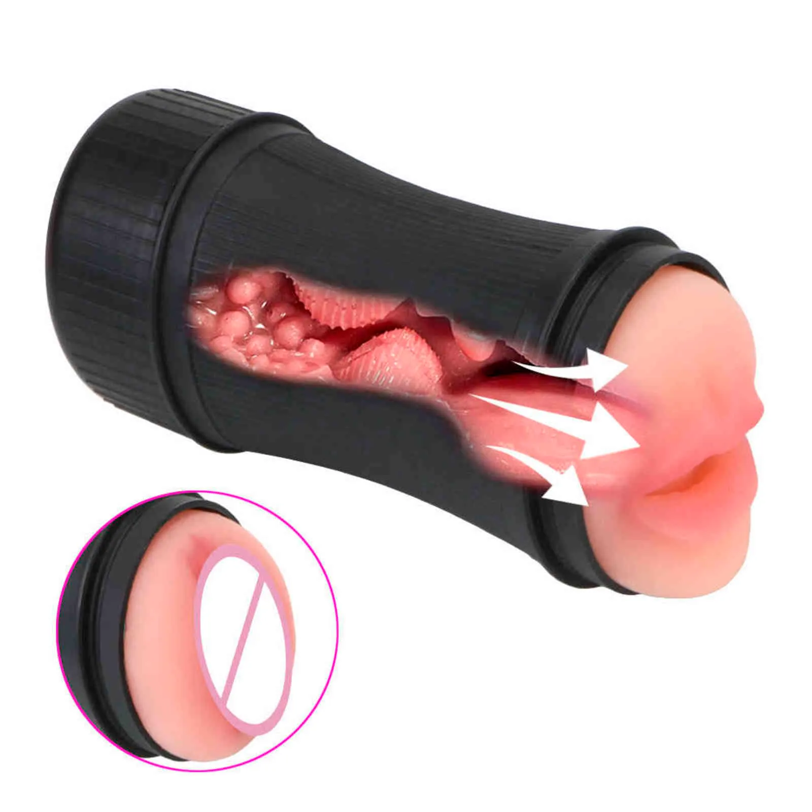 NXY Adult toys Real Flesh Buttocks Model Masturbator Male Masturbation Cup Vagina Pussy Rotation Sex Toys For Men With Strong Sucker 1201