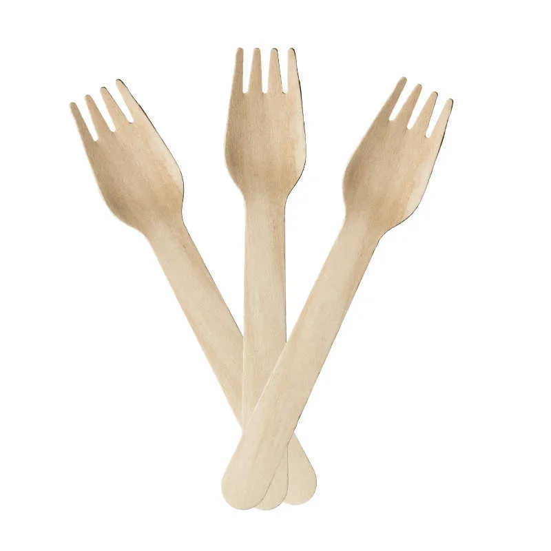 Eco-Friendly Disposable Flatware Tableware for Birthday Wedding Party Wooden Cutlery Knives Forks Spoons