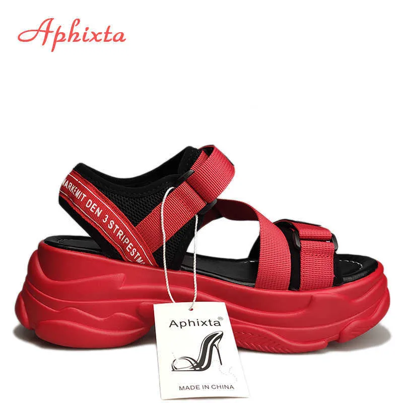 Aphixta 5 cm/1,95 zoll Höhe Flache Plattform Sandalen Dicken Boden Damen Mode Schuhe Frau Y0721