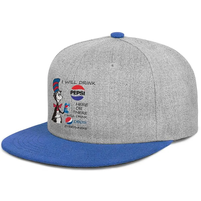 Pepsi logo ciliegia selvatica Berretto da baseball unisex a tesa piatta vuoto Cappelli da camionista personalizzati Pepsi Cola blu e bianco I039m a Aholic M6824254